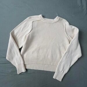 Free People butter yellow sweater cotton crewneck soft girl minimalist cozy knit